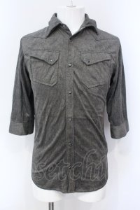 FUGA / Sandstorm シワ加工フェイクスウェード五分袖シャツ 44 グレー O-25-06-03-014-FU-sh-YM-OS