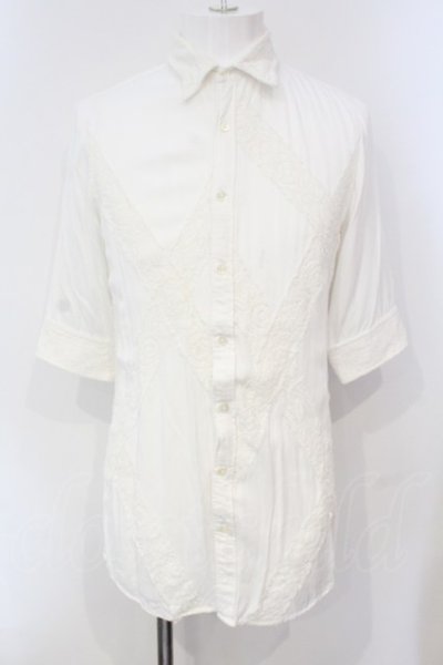 画像1: CIVARIZE / Cunningレース切り替えロングシャツ 44 ホワイト O-25-06-03-003-CI-sh-YM-OS