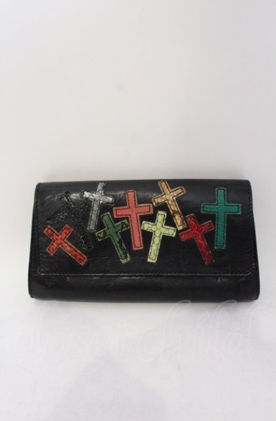 画像1: gunda / CROSS WALET 長財布  ブラックｘマルチ O-25-06-22-023-gu-0-YM-OS