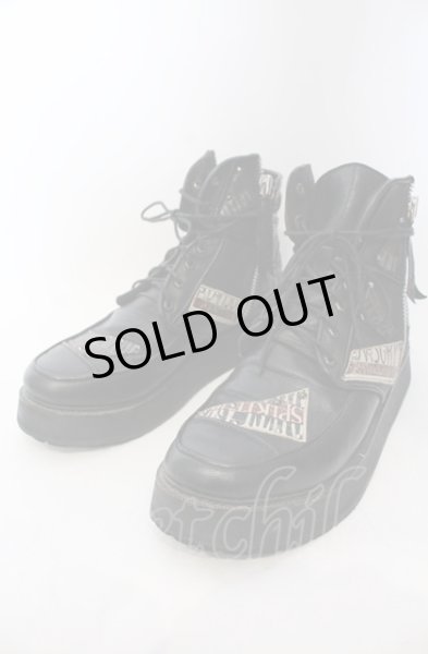 画像1: 14th Addiction / PATCH BOOTS　ブーツ 41（約27.5cm） ブラック O-25-06-22-024-14-sho-YM-ZT-S003 (1)