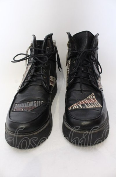 画像2: 14th Addiction / PATCH BOOTS　ブーツ 41（約27.5cm） ブラック O-25-06-22-024-14-sho-YM-OS