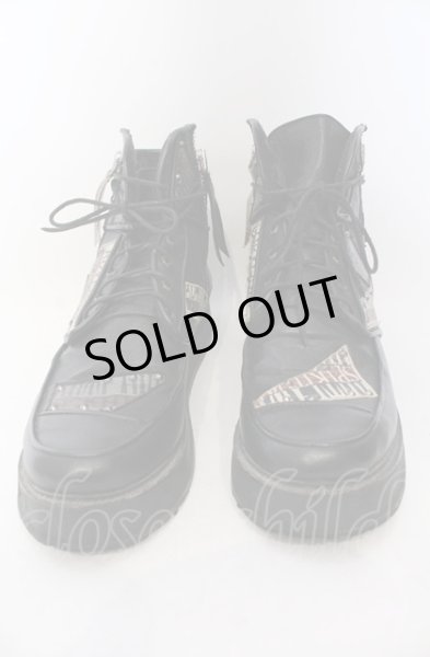 画像2: 14th Addiction / PATCH BOOTS　ブーツ 41（約27.5cm） ブラック O-25-06-22-024-14-sho-YM-ZT-S003 (2)