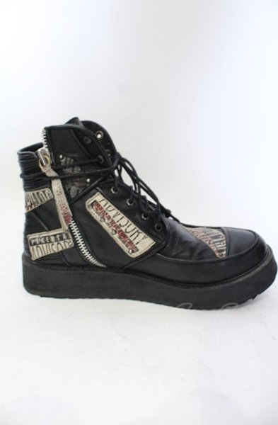 画像4: 14th Addiction / PATCH BOOTS　ブーツ 41（約27.5cm） ブラック O-25-06-22-024-14-sho-YM-ZT-S003 (4)