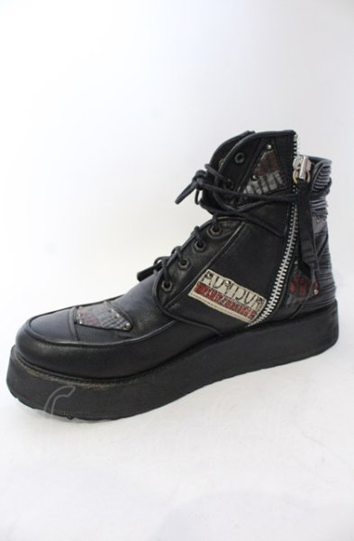画像6: 14th Addiction / PATCH BOOTS　ブーツ 41（約27.5cm） ブラック O-25-06-22-024-14-sho-YM-ZT-S003 (6)