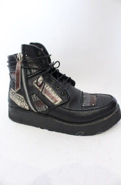 画像7: 14th Addiction / PATCH BOOTS　ブーツ 41（約27.5cm） ブラック O-25-06-22-024-14-sho-YM-ZT-S003 (7)