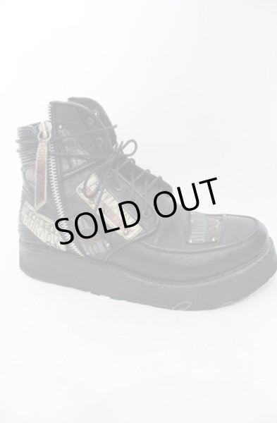 画像7: 14th Addiction / PATCH BOOTS　ブーツ 41（約27.5cm） ブラック O-25-06-22-024-14-sho-YM-ZT-S003 (7)