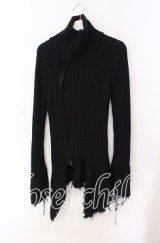 CIVARIZE / ヘヴィテレコニットデストロイZIPUPカーディガン 44 ブラック O-25-08-24-001-CI-to-YM-OS
