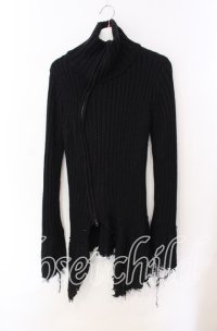 CIVARIZE / ヘヴィテレコニットデストロイZIPUPカーディガン 44 ブラック O-25-08-24-001-CI-to-YM-OS