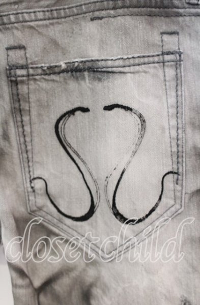 画像3: CIVARIZE / デストロイブリーチアシンメトリーブーツカットデニムパンツ 42 グレー O-25-08-24-031-CI-pa-YM-ZT381 (3)