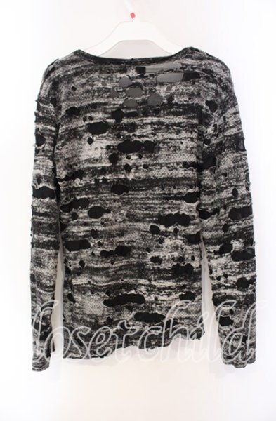 画像2: CavariA / オパールダメージアシンメトリーカットソー 44 ブラック O-25-08-24-004-Ca-to-YM-ZT038 (2)