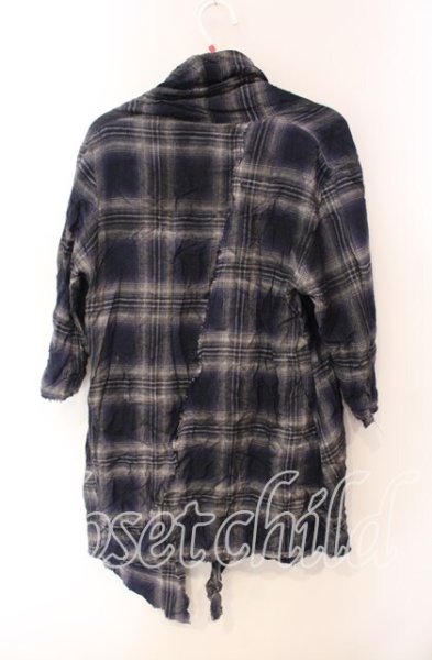 画像2: FUGA / AvantGarde 顔料チェックガウンカーディガン 44 ブルー系 O-25-08-24-008-FU-to-YM-ZT379 (2)