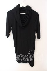 FUGA / カウルドレープネックアシンメトリーロングTシャツ 44 ブラック O-25-08-24-012-FU-ts-YM-OS