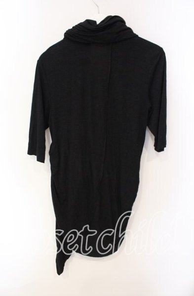 画像2: FUGA / カウルドレープネックアシンメトリーロングTシャツ 44 ブラック O-25-08-24-012-FU-ts-YM-ZT175 (2)