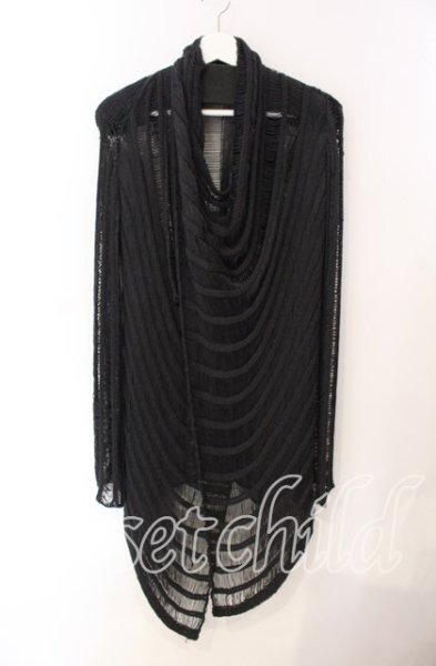 画像1: CIVARIZE / ローゲージネットニットカーディガン  ブラック O-25-08-24-002-CI-to-YM-ZT038 (1)