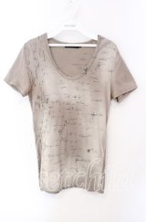 CIVARIZE / ヴィンテージメッセージ総柄Tシャツ 44 ライトブラウン O-25-08-24-022-CI-ts-YM-OS