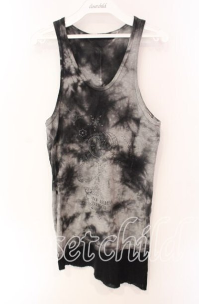 画像1: CIVARIZE / 箔スカルブリーチフェイクレイヤードタンクトップ 44 ブラックｘグレー O-25-08-24-023-CI-to-YM-OS