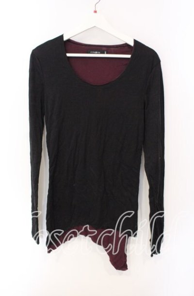 画像1: CIVARIZE / Teaseレイヤードイレヘムカットソー 44 ブラックｘパープル O-25-08-24-025-CI-to-YM-OS