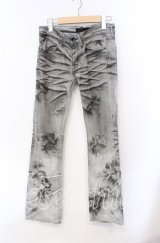 CIVARIZE / デストロイブリーチアシンメトリーブーツカットデニムパンツ 42 グレー O-25-08-24-031-CI-pa-YM-OS