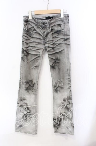画像1: CIVARIZE / デストロイブリーチアシンメトリーブーツカットデニムパンツ 42 グレー O-25-08-24-031-CI-pa-YM-OS