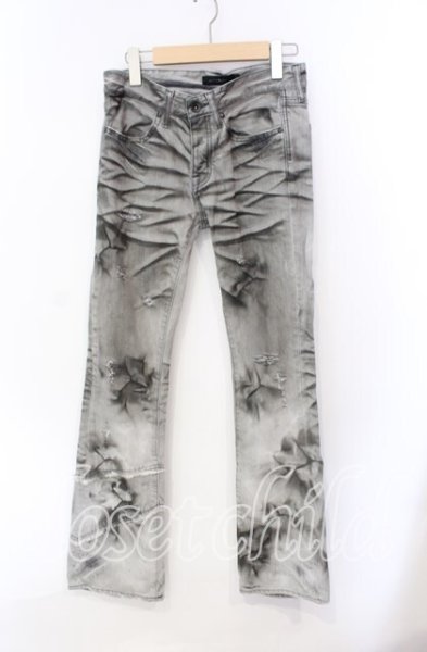 画像1: CIVARIZE / デストロイブリーチアシンメトリーブーツカットデニムパンツ 42 グレー O-25-08-24-031-CI-pa-YM-ZT381 (1)