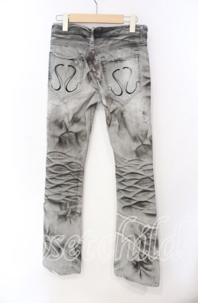 画像2: CIVARIZE / デストロイブリーチアシンメトリーブーツカットデニムパンツ 42 グレー O-25-08-24-031-CI-pa-YM-ZT381 (2)