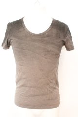 FUGA / 吹付けグラデーションメッセージTシャツ 44 ブラウン系 O-25-09-04-005-FU-ts-YM-OS