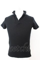 CavariA / スリットネックカノコTシャツ 42 ブラック O-25-09-04-008-Ca-to-YM-OS
