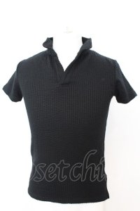 CavariA / スリットネックカノコTシャツ 42 ブラック O-25-09-04-008-Ca-to-YM-OS
