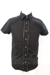 CIVARIZE / スパンコールパイピング半袖シャツ 44 ブラック O-25-09-04-009-CI-sh-YM-OS