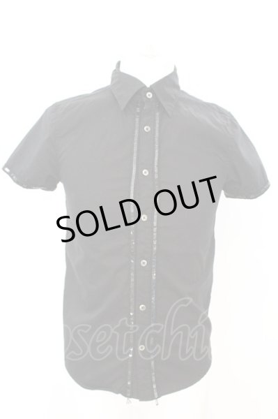 画像1: CIVARIZE / スパンコールパイピング半袖シャツ 44 ブラック O-25-09-04-009-CI-sh-YM-ZT378 (1)