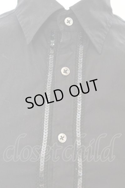 画像2: CIVARIZE / スパンコールパイピング半袖シャツ 44 ブラック O-25-09-04-009-CI-sh-YM-ZT378 (2)