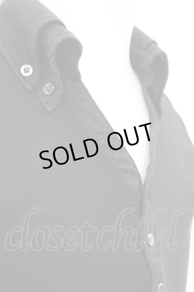 画像2: FUGA / ジャガードレイヤード襟ポロシャツ 44 ブラック O-25-09-04-010-FU-ts-YM-OS (2)