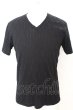 画像1: TORNADO MART / ダイヤプリーツタックJQ半袖Vネックカットソー(マスキュリン) M ブラック O-25-09-04-012-TO-ts-YM-ZT356 (1)