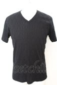 画像1: TORNADO MART / ダイヤプリーツタックJQ半袖Vネックカットソー(マスキュリン) M ブラック O-25-09-04-012-TO-ts-YM-OS (1)