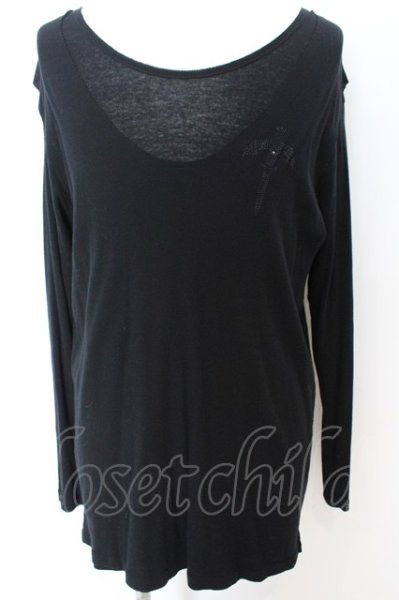 画像1: SWITCHBLADE / STONE LAYERED カットソー L ブラック O-25-09-04-015-SW-to-YM-ZT382 (1)