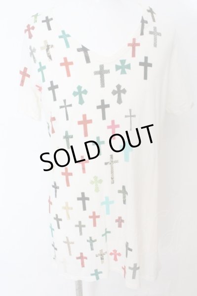 画像1: gunda / CROSS Tシャツ  アイボリー O-25-09-04-017-gu-ts-YM-ZT093 (1)