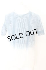 GOSTAR DE FUGA / グラデーションニットTシャツ 44 ブルーｘホワイト O-25-09-04-018-GO-to-YM-OS