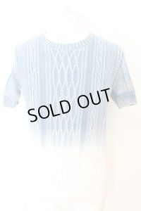 GOSTAR DE FUGA / グラデーションニットTシャツ 44 ブルーｘホワイト O-25-09-04-018-GO-to-YM-OS