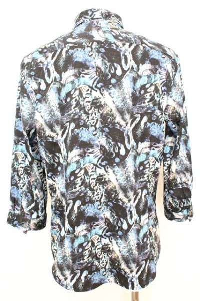 画像3: TORNADO MART / コラージュパイソンプリント7分袖シャツ LL ブルー O-25-09-04-021-TO-sh-YM-ZT379 (3)