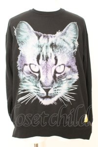 backside of tokyo / CAT プリントパーカー M ブラック O-25-09-04-024-ba-to-YM-OS