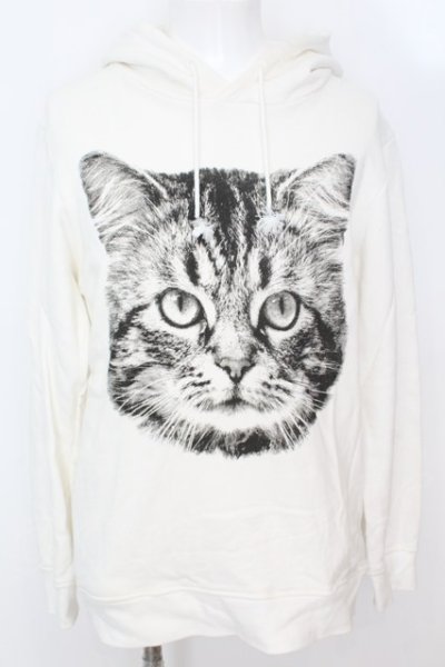 画像1: CIVARIZE / Catプリントプルオーバーパーカー 44 ホワイト O-25-09-04-026-CI-to-YM-OS