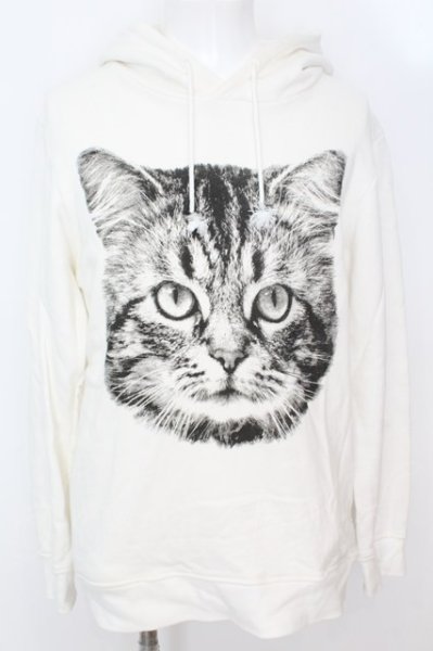 画像1: CIVARIZE / Catプリントプルオーバーパーカー 44 ホワイト O-25-09-04-026-CI-to-YM-ZT339 (1)