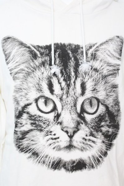 画像2: CIVARIZE / Catプリントプルオーバーパーカー 44 ホワイト O-25-09-04-026-CI-to-YM-ZT339 (2)