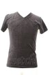 画像1: 5351pour les Hommes / 起毛ストレッチVネックTシャツ 2 ブラック O-25-09-06-006-53-ts-YM-ZT382 (1)