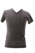 画像1: 5351pour les Hommes / 起毛ストレッチVネックTシャツ 2 ブラック O-25-09-06-006-53-ts-YM-OS (1)