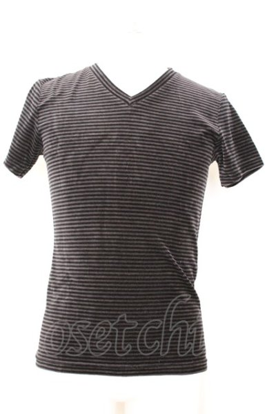 画像1: 5351pour les Hommes / 起毛ストレッチVネックTシャツ 2 ブラック O-25-09-06-006-53-ts-YM-OS