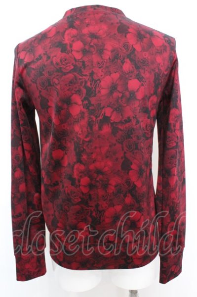 画像3: SEANA / フラワー総柄ストレッチカーディガン L レッド O-25-09-06-021-SE-sh-YM-ZT385 (3)