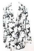 画像1: SEANA / フラワー総柄ノッチドッラペルテーラードジャケット L ブラックｘホワイト O-25-09-06-023-SE-ja-YM-OS (1)
