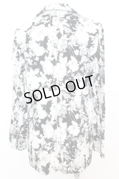 画像3: SEANA / フラワー総柄ノッチドッラペルテーラードジャケット L ブラックｘホワイト O-25-09-06-023-SE-ja-YM-OS (3)