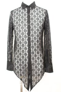 CIVARIZE / Voluptucas レース花柄変型デザインシャツ 46 ブラック O-25-09-06-026-CI-sh-YM-OS